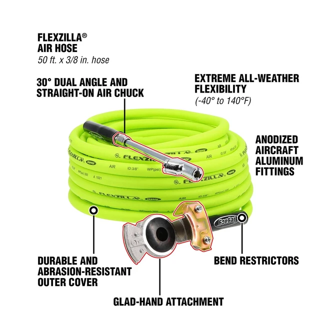 Alt view image 5 of 7 - FLEXZILLA HGH2-FZ Flexzilla Truck Tire Inflator Kit w/ 3/8in x 50ft Hose