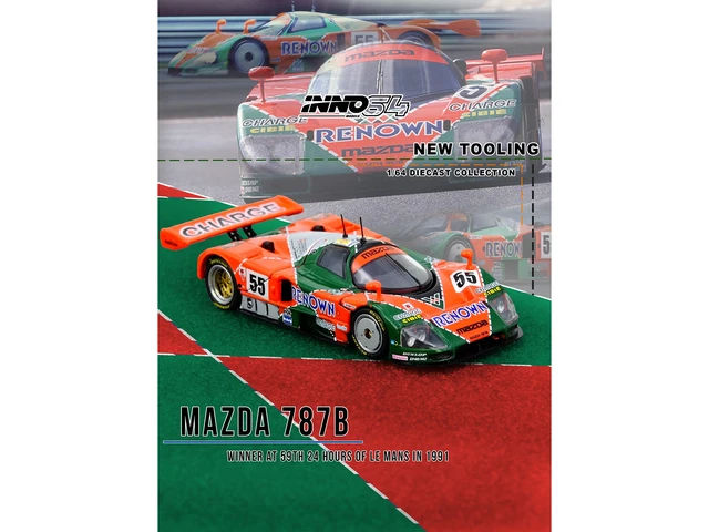 Alt view image 5 of 5 - Inno Models Mazda 787B 55 Johnny Herbert Volker Weidler Bertrand Gachot Mazdaspeed Winner 24 Hours of Le Mans 1991 164 Diecast Model Car by Inno Models