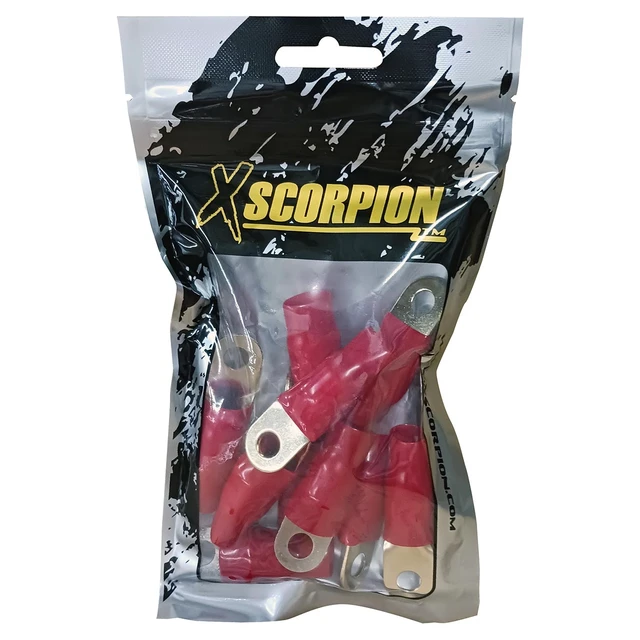Alt view image 2 of 2 - XSCORPION 10 Gauge Gold Ring Terminals with Red Sleeves 10 Pack