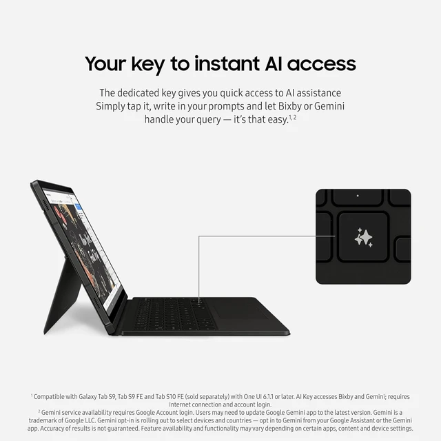 Alt view image 8 of 8 - Samsung Book Cover Keyboard/Cover Case (Book Fold) Samsung Galaxy Tab S9, Galaxy Tab S9 FE Tablet - Black - 6.8" Height x 10" Width x 0.6" Depth