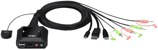 Alt view image 14 of 14 - ATEN 2-Port USB-C DisplayPort Hybrid Cable KVM Switch CS52DP