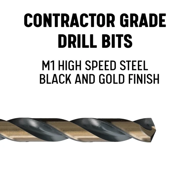 Alt view image 11 of 14 - DRILL AMERICA KFD3F1-1/8 1-1/8" HSS Black & Gold Drill Bit with Reduced 1/2"
