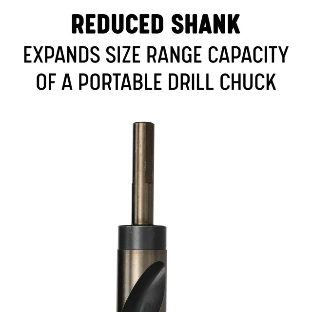 Alt view image 13 of 14 - DRILL AMERICA KFD3F1-1/8 1-1/8" HSS Black & Gold Drill Bit with Reduced 1/2"