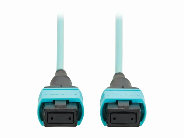 Alt view image 7 of 7 - Eaton Tripp Lite Series 100G Multimode 50/125 OM4 Fiber Optic Cable 12F MPO/MPO-PC F/F Type-A Polarity OFNP Aqua 2 m 6.6 ft. TAA N845A02M12TAA