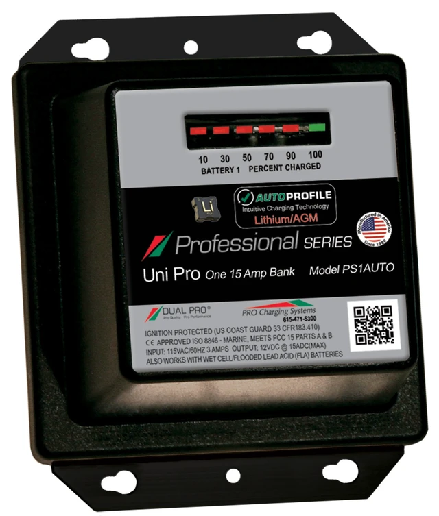 Alt view image 7 of 7 - Dual Pro PS1 Auto 15A - 1-Bank Lithium/AGM Battery Charger
