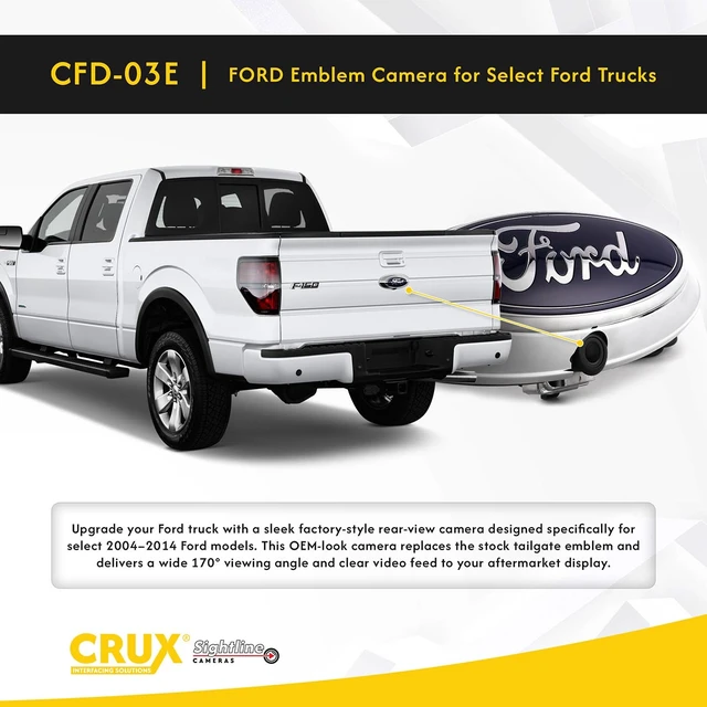 Alt view image 9 of 10 - CRUX CFD-03E Crux Emblem Camera - Backup camera for select 2004-up Ford trucks