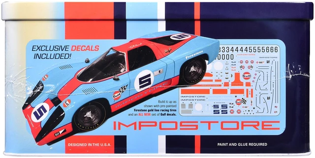 Alt view image 7 of 9 - Skill 2 Model Kit Gulf Racing Impostore with Collector Tin 1/25 Plastic Model by MPC