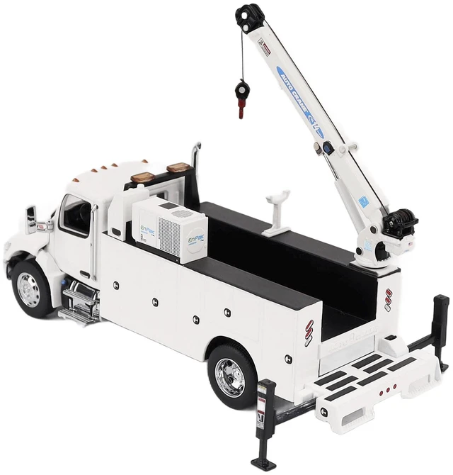 Alt view image 4 of 5 - DieCast Masters Peterbilt 536 AutoCrane Titan 85Body HC14Crane Work Truck with Miller EnPak White Transport Series 150 Diecast Model by Diecast Masters