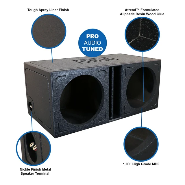 Alt view image 5 of 5 - ATrend Dual 10 Slammer SlotPort Vented Woofer Enclosure Bedliner Finish