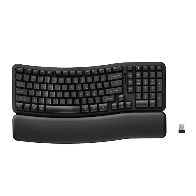 Alt view image 9 of 9 - Kensington Pro Fit Ergo KB620-RC Wireless Rechargeable EQ Keyboard - Wireless Connectivity - Bluetooth/RF - Full-size - 5.4 - 2.40 GHz - USB Type A Interface - NumLock, Caps Lock, AI Launch, Applicati