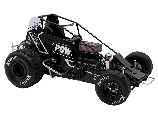 Alt view image 9 of 11 - Winged Sprint Car #87 Aaron Reutzel "Power Plus" Black (2026) 1/18 Diecast Model Car by ACME