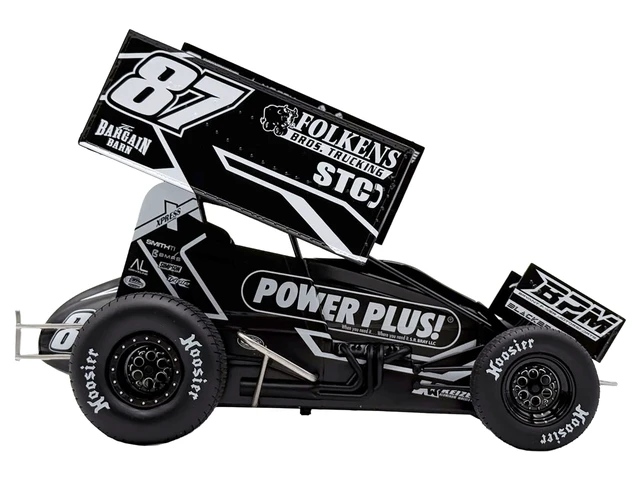 Alt view image 10 of 11 - Winged Sprint Car #87 Aaron Reutzel "Power Plus" Black (2026) 1/18 Diecast Model Car by ACME