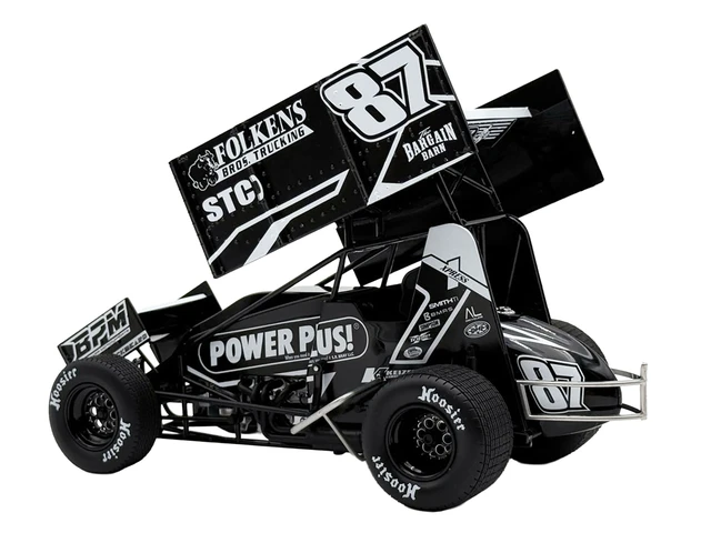Alt view image 11 of 11 - Winged Sprint Car #87 Aaron Reutzel "Power Plus" Black (2026) 1/18 Diecast Model Car by ACME