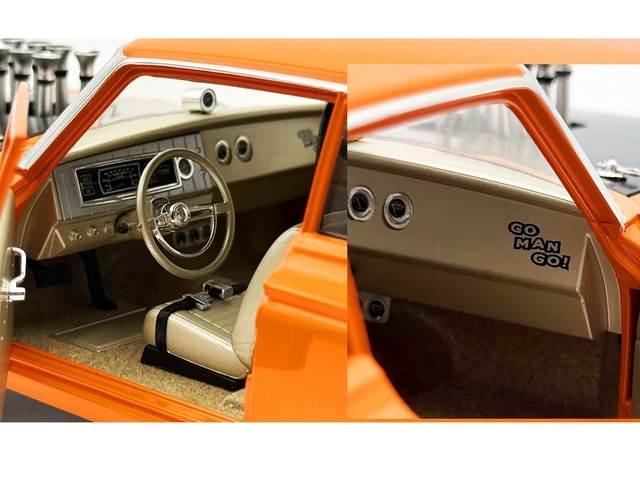 Alt view image 4 of 5 - ACME 1965 Dodge Coronet AWB Go Man Go Go Mango Orange with Black Hood Limited Edition to 300 pieces Worldwide 118 Diecast Model Car by ACME