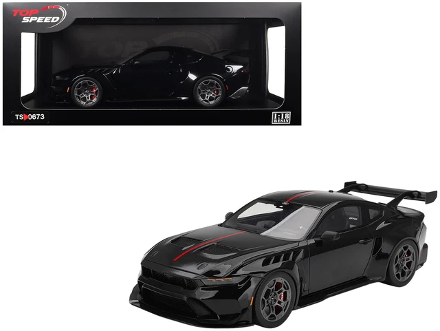 Main image of Top Speed Ford Mustang GTD Shadow Black with Red Stripe 118 Model Car by Top Speed