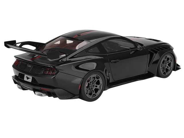 Alt view image 5 of 5 - Top Speed Ford Mustang GTD Shadow Black with Red Stripe 118 Model Car by Top Speed