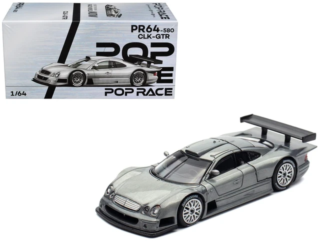Main image of Pop Race MercedesBenz CLK GTR Raw Metal 164 Diecast Model Car by Pop Race