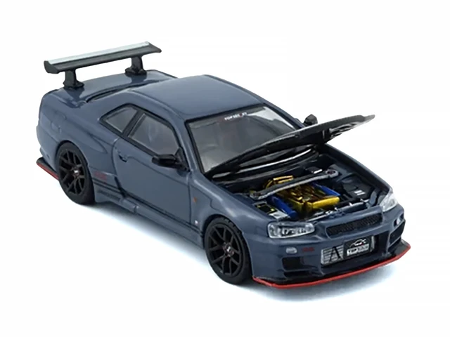 Alt view image 2 of 5 - BM Creations Nissan Top Secret Skyline GTR BNR34 RHD Right Hand Drive Stealth Gray with Carbon Hood Tokyo Auto Salon 2026 164 Diecast Model Car by BM Creations