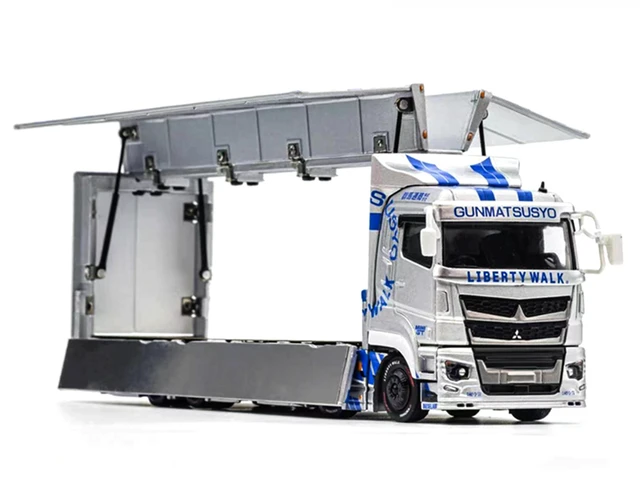 Alt view image 3 of 5 - GCD Mitsubishi Fuso Super Great Transporter RHD Right Hand Drive LBTrucks Gunmatsusyo Silver Metallic with Blue Graphics Tokyo Auto Salon TAS 2026 Exclusive 164 Diecast Model by GCD