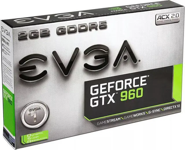 Main image of EVGA Video Card 02G-P4-2961-KR 2961 GTX 960 2GB DDR5 128Bit PCI Express DVI-I/DVI-D/HDMI/DisplayPort