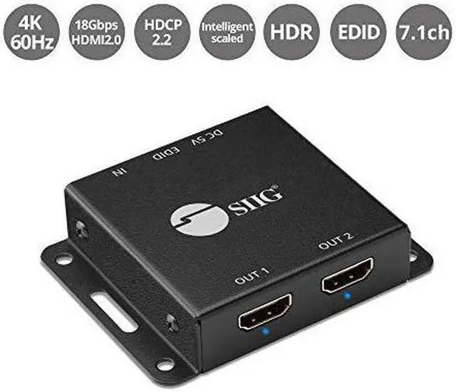 Alt view image 6 of 20 - Siig 2-Port Hdmi 2.0 Hdr Mini Splitter Amplifier With Edid Management