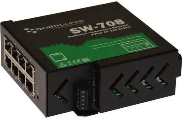 Alt view image 5 of 20 - Brainboxes Hardened Industrial Ethernet 8 Port Switch Din Rail Mountable