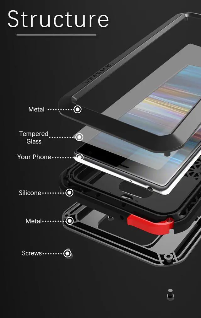 Alt view image 7 of 7 - Love Mei Aluminum Metal Armor For Sony Xperia 10 Plus Shockproof Dirtproof Full Body Heavy Duty Case For Sony Xperia 10 Plus Cover (White)