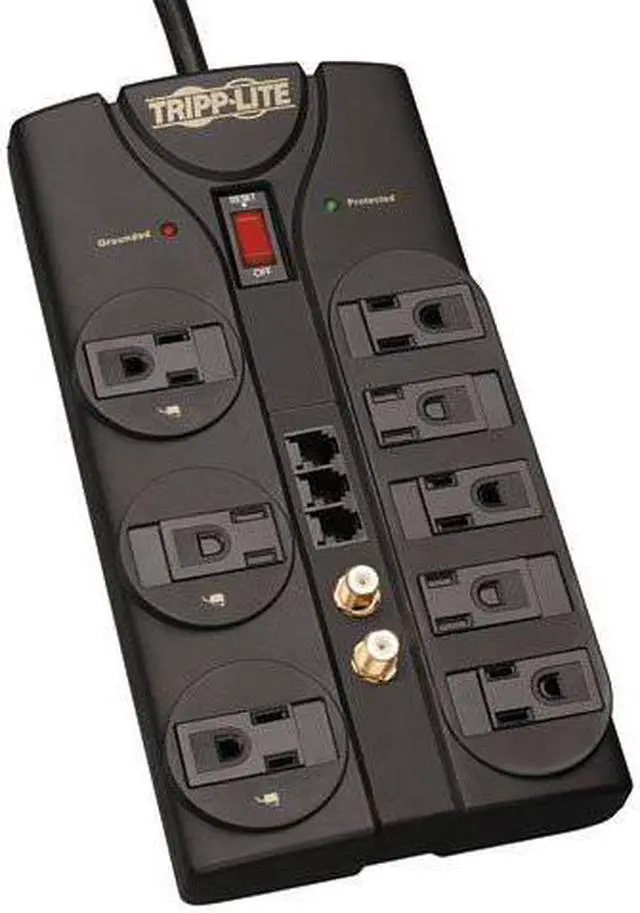 Alt view image 3 of 12 - Tripp Lite Tlp808Teltv 8-Outlet Surge Suppressor ,Telephone, Modem, Fax & Coaxial Protection