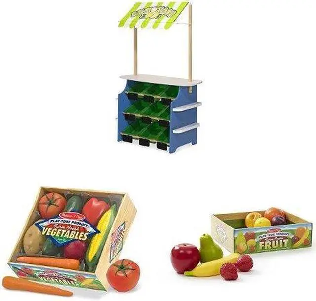Alt view image 10 of 11 - Melissa & Doug Wooden Grocery Store and Lemonade Stand - Reversible Awning, 9 Bins, Chalkboards