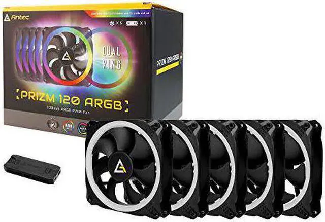 Alt view image 12 of 20 - Antec Prizm 120 ARGB 5 Plus C 120 mm Case Fan with Fan Controller - Pack of 5