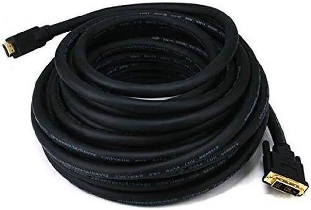 Alt view image 6 of 18 - Monoprice 50ft 22AWG CL2 Standard HDMI to DVI Adapter Cable - Black