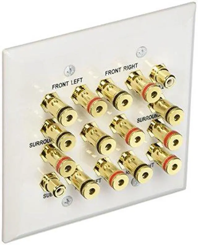 Alt view image 4 of 11 - Monoprice 2-Gang 7.2 Surround Sound Distribution Wall Plate | Gold Plated, No Wire Pull-Outs