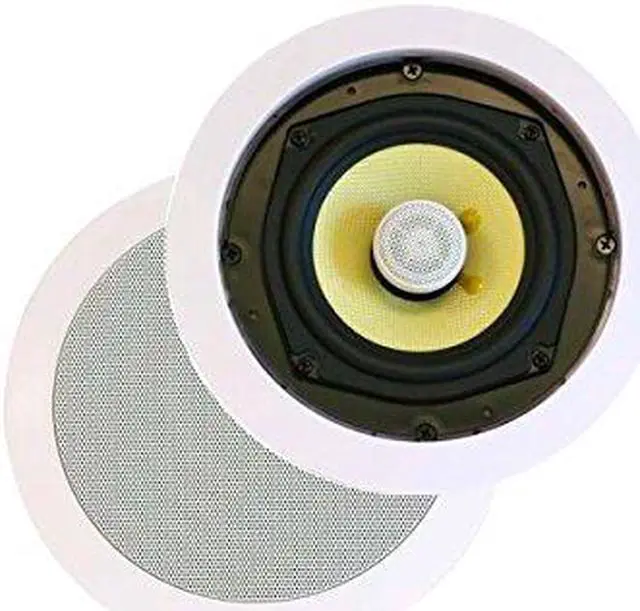 Alt view image 9 of 11 - Monoprice 2-Way Aramid Fiber In-Ceiling Speakers - 8 Inch (Pair) Titanium Silk Dome Tweeters - Caliber Series