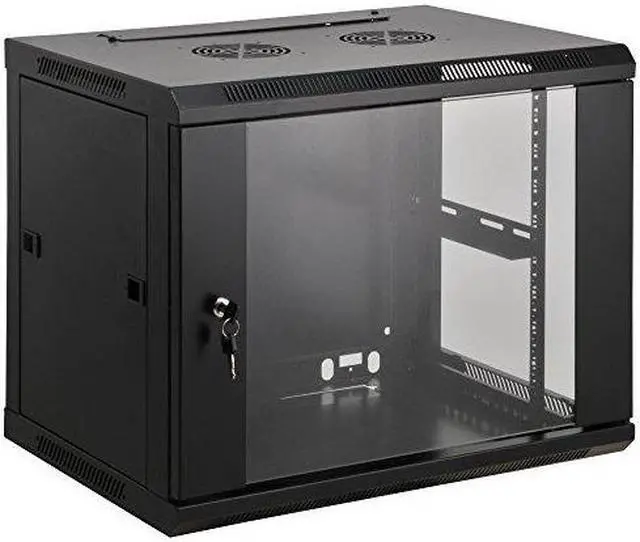Alt view image 8 of 15 - Intellinet 19" Wallmount Cabinet, 6U, 450 mm (17.7 in.) Depth, Flat Pack, Black - OEM