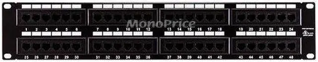 Alt view image 3 of 20 - Monoprice 48-port Cat6 Patch Panel, 110 Type (568A/B Compatible) Black Painted Steel Panel, UL Listed