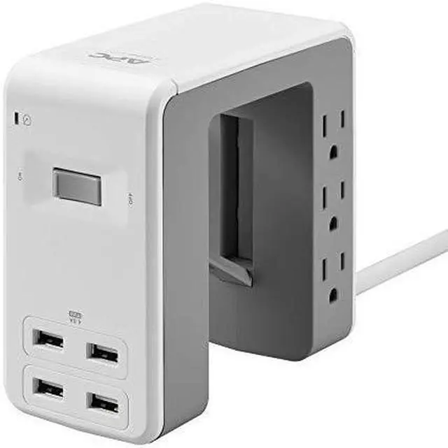 Alt view image 6 of 9 - APC Desk Mount Power Station, 6 Outlet U-Shaped Surge Protector, 1080 Joule of Surge Protection with 4 USB A Charging Ports (PE6U4W)