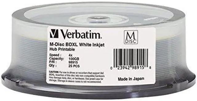 Alt view image 3 of 3 - VERBATIM AMERICAS LLC 98915 M-DISC BD-R 100GB 4X INKJET PRINT 25PK