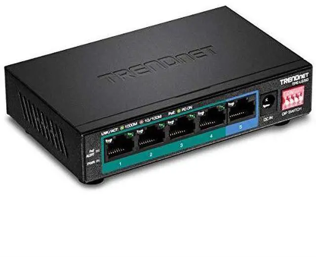 Alt view image 9 of 20 - TRENDnet 5-Port Gigabit Long Range PoE+ Switch, 4 x Gigabit PoE+ Ports, 1 x Gigabit Port, 32W PoE Budget, 10Gbps Switching Capacity, Extends PoE+ 200m (656 ft), Lifetime Protection, Black, TPE-LG50