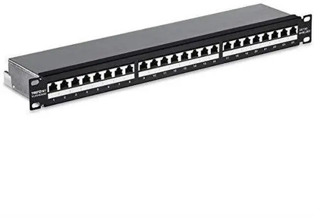 Main image of TRENDnet TC-P24C6AS 24-port Cat6A Shielded 1U Patch Panel, 1000BASE-T / 10GBASE-T Support, compatible with cat5e, cat6, cat6a, 110 or Krone type