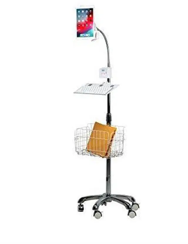 Alt view image 10 of 20 - CTA Digital PAD-HFSVU Gooseneck Floor Stand with VESA Plate and Storage Basket