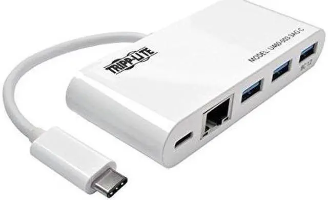 Alt view image 11 of 20 - Tripp Lite 3-Port USB-C to USB-A Hub Portable w/ Gigabit Ethernet Port RJ45 (U460-003-3AG)