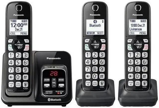 Alt view image 9 of 17 - Panasonic - KX-TGD563M - Panasonic Link2Cell KX-TGD563M Bluetooth/DECT 6.0 1.93 MHz Cordless Phone - Metallic Black -