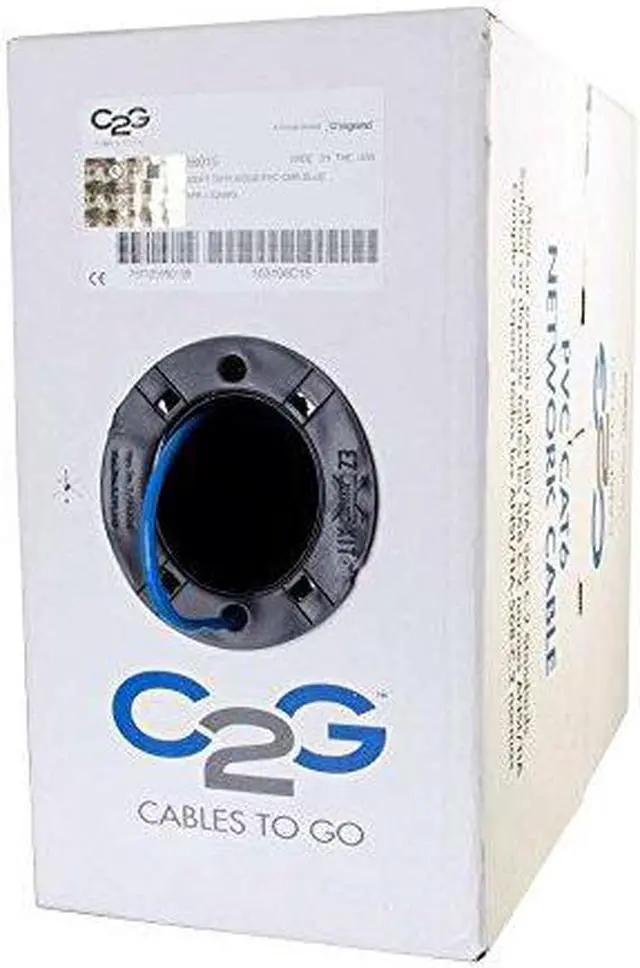 Alt view image 3 of 9 - C2G 56017 Cat6 Bulk Cable - Unshielded Ethernet Network Cable with Solid Conductors - Riser CMR-Rated, TAA Compliant, Blue (100 Feet, 304.8 Meters) (Made in The USA)
