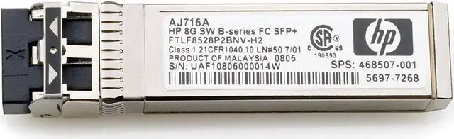 Main image of HP AJ716A 8Gb Shortwave B-series Fibre Channel 1 Pack SFP+ Transceiver 8 Gbps 1 x Fiber Channel