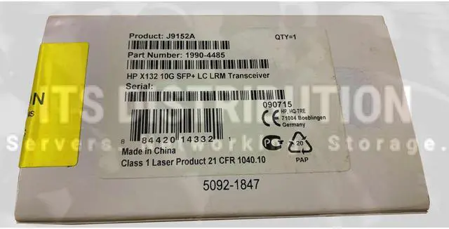 Alt view image 2 of 2 - HP J9152A Sfp+ Transceiver Module - 10gbase-lrm.