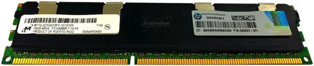 Main image of HP 16GB 240-Pin DDR3 SDRAM Registered DDR3 1066 (PC3 8500) System Specific Memory Model 500666-B21-RF