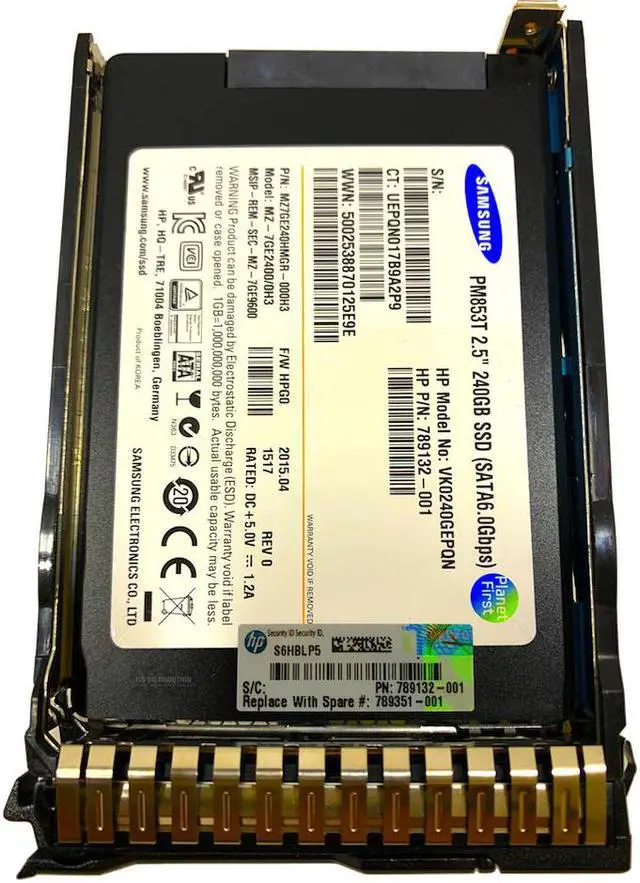 Main image of HPE 240GB 6G SATA Read Intensive SFF 2.5-in SC Solid State Drive (789135-B21)