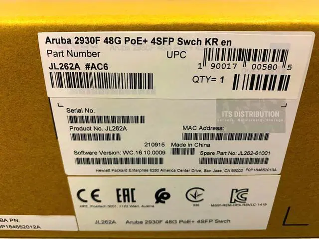 Alt view image 2 of 2 - HPE JL262A Aruba 2930f 48g Poe+ 4sfp - Switch - 48 Ports - Managed - Rack-mountable