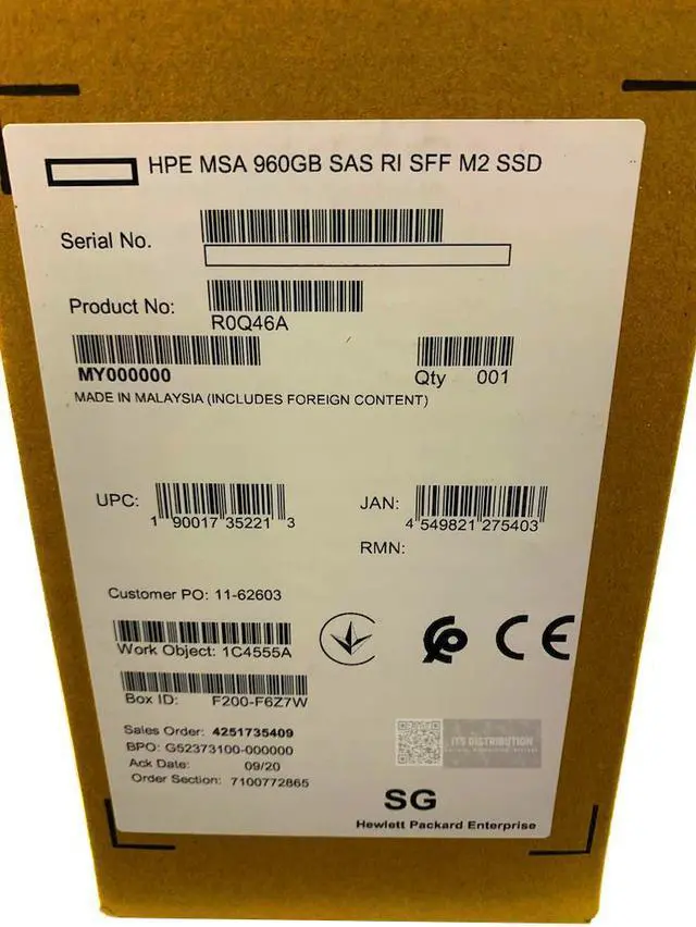 Alt view image 2 of 2 - HPE MSA 960GB SAS 12G Read Intensive SFF 2.5 SSD P13236-001 (R0Q46A)