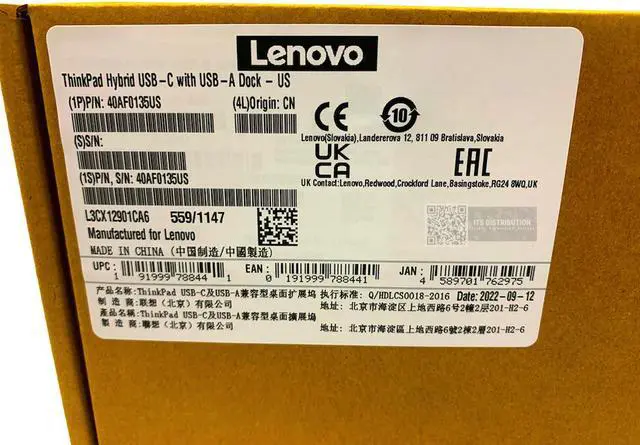 Alt view image 2 of 2 - Lenovo 40AF0135US ThinkPad Hybrid USB-C with USB-A Docking Station